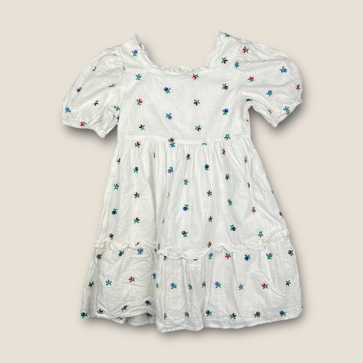 Zara White Embroidered Dress size 11-12